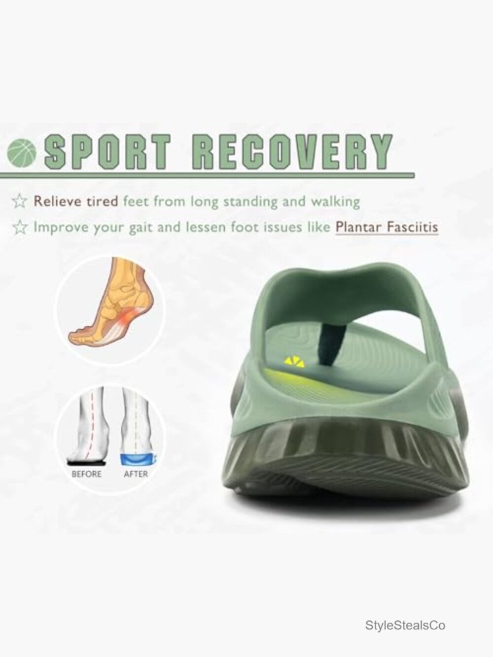 Recovery Flip Flops With Arch Support Orthotic Thong Sandals Post-Exercise View 4